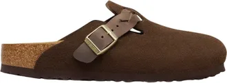 Birkenstock Suede Slide Sandals With Natural Leather Adjustable Strap