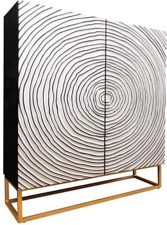 Global Interiors Massivholz Design Highboard Zen Circle, 100 x 120 cm - Weiss