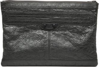 Balenciaga Pre-owned Balenciaga Lambskin Motocross Classic Clip M Clutch 519613