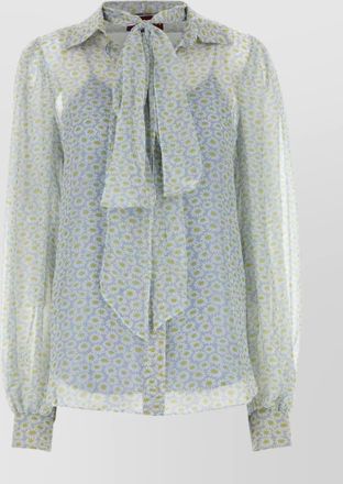 Gucci silk printed pussy-bow chiffon blouse