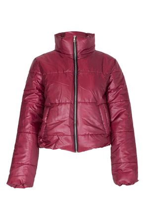 Noroze Womens Crop Jacket Padded Puffer Coat Cropped (Wine, 10)