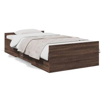 Berkfield Home Bed Frame w/Drawers Frame Brown Oak 75x190 cm Small Single