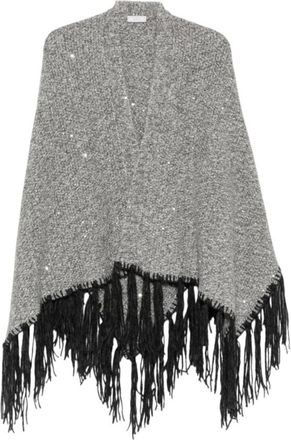 PESERICO Grey Textured Mock Collar Sweater