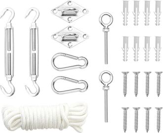 vidaXL 9 Piece Sunshade Sail Accessory Set Stainless Steel 0248