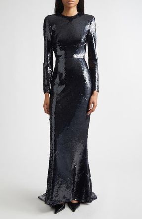 Stella McCartney Long Sleeve Sequin Gown in Black at Nordstrom, Size 2 Us