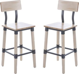 Flash Furniture Jackson 2 Pack Rustic Antique White Industrial Wood Dining Barstool