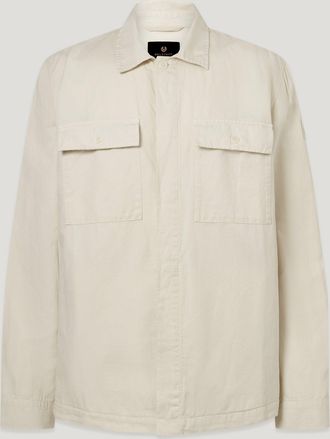 Belstaff Maritime Overshirt Mens Garment Dye Cotton Linen Silver Birch Size 2XL