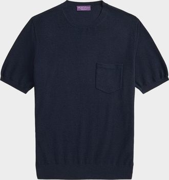 Ralph Lauren Purple Label Men & apos;s Cotton-Silk Textured Pocket T-Shirt