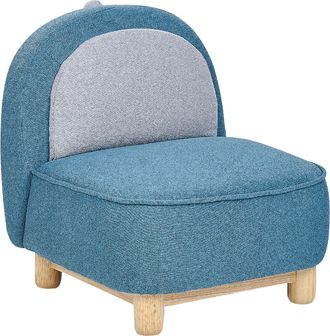 Beliani Silla Animal Tapicer&iacute;a De Poli&eacute;ster Forma De Triceratops Dise&ntilde;o De Dinosaurio Sin Reposabrazos Peluche Muebles Para Ni&ntilde;os Azul Faborg