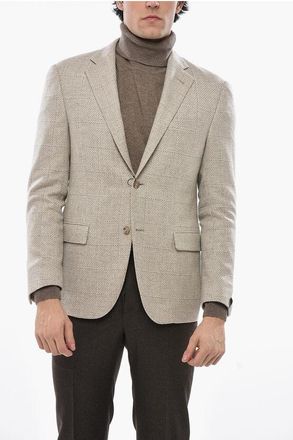 Corneliani Checked Virgin Wool and Cashmere GATE 2-Button Blazer size 48