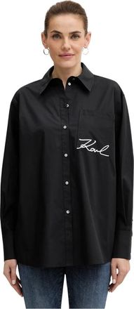Karl Lagerfeld Signature Pocket Shirt - Dames - Overhemden - Zwart - M - Katoen - Overhemden