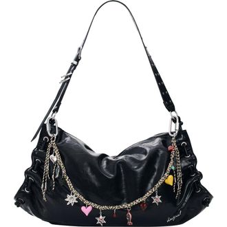 Desigual Charm Strap Faux Leather Shoulder Bag in Black at Nordstrom