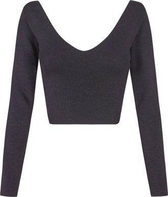 Cortana Kiiro- zwarte zijden punt crop top - Dames - Longsleeves - Zwart - L - Tops