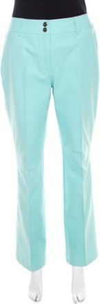 Escada Mint Green Cotton Stretch Denim Straight Fit Jeans