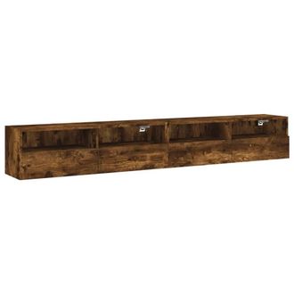 Berkfield Home TV Wall Cabinets 2 pcs Smoked Oak 100x30x30 cm Engineered Wood in Brown | Size: 100 x 30 x 30 cm