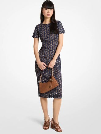 Michael Kors Laser Cut Mirror Scuba Midi Dress