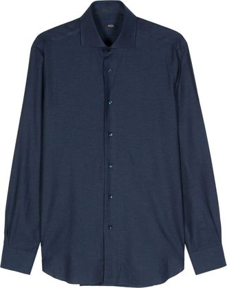 Barba long-sleeve shirt - men - Linen/Flax/Cotton - 40 - Blue