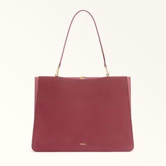 Furla Agata Borsa Shopping L Rubino Rosso Pelle Di Vitello Tiffany Lux + Pelle Di Vitello Morbida Roma Color-block Donna