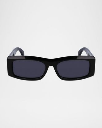 Ferragamo Men & apos;s Classic Logo Acetate Rectangle Sunglasses, 57mm