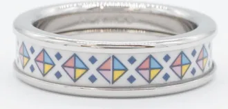 Herm&egrave;s Collier De Chien White Palladium Band Ring (Pre-Owned)