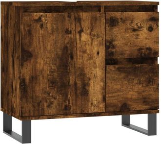 vidaXL Bathroom Cabinet Smoked Oak 65x33x60 cm Engineered Wood Vidaxl