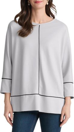 Jones New York Piped Dolman Sleeve Tunic in White Sand/jones Black at Nordstrom, Size X-Large