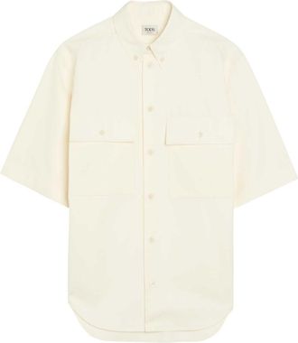 Tod's Logo-embroidered Cotton-blend Poplin Shirt - White - 44 (UK12 / M)