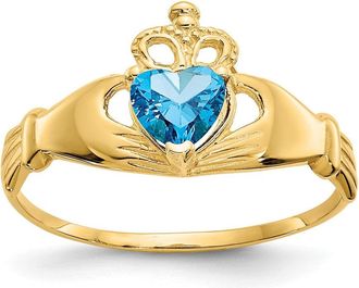 Diamond2Deal 14k Yellow Gold Cubic Zirconia Claddagh Heart Ring