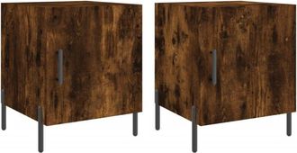 vidaXL Vidaxl - Mesitas noche 2 uds madera ingeniería roble ahumado 40x40x50 cm