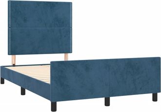 vidaXL Vidaxl - Estructura De Cama Sin Colch&oacute;n Terciopelo Azul Oscuro 120x190cm