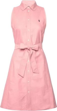 Ralph Lauren Sleeveless Day Dress - Dames - Shirt Kleedjes - Roze - 2XL - Katoen - Kleedjes
