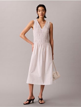 Calvin Klein Womens Cotton Poplin Midi Dress - Neutral - XL