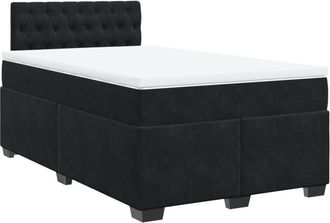 vidaXL Cama Box Spring Con Colch&oacute;n Terciopelo Negro 120x190 Cm Vidaxl