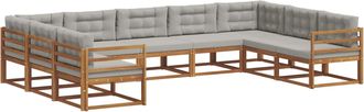 vidaXL Conjunto De Sof&aacute;s De Exterior 9 Uds. Gris Natural Y Claro Vidaxl