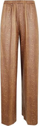 Forte_Forte Tailored Straight-Leg Trousers With Elastic Waistband And Subtle Snake Print