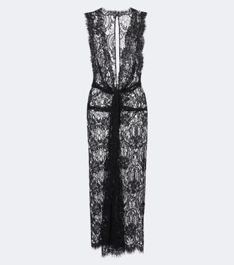 Dolce & Gabbana Gathered cotton-blend lace midi dress