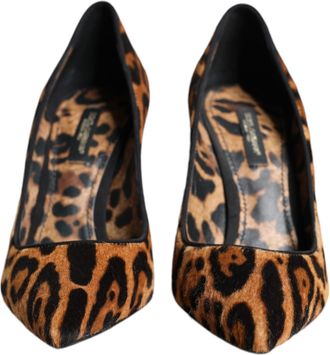 Dolce & Gabbana Brown Leopard Calf Hair Heels Pumps Womens Shoes