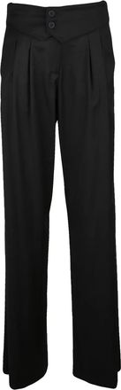 Mar De Margaritas Straight Black Trousers with Tailored Fit and Pleated Detail