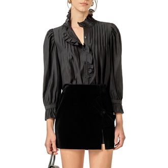 English Factory Ruffle Detail Shirt in Black at Nordstrom, Size Small