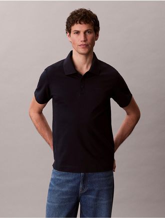 Calvin Klein Mens Cotton Blend Pique Classic Polo Shirt - Navy - 2XL