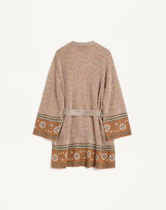 Valentino Cardigan In Maglia Con Motivo Jacquard Di Lurex Donna GINGER ORANGE/BEIGE XXS