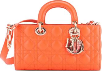 Dior Borsa a tracolla Lady D-Joy media in pelle di agnello trapuntata con motivo Cannage - Arancione