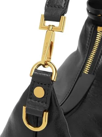 Versace Lambskin with Gold-Tone Hardware Shoulder Bag - Black