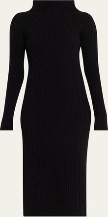 Max Mara Funnel-Neck Ribbed Cable-Knit Midi Dress