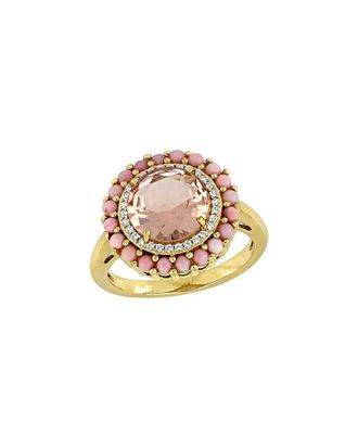 Rina Limor Silver 4.73 ct. tw. Lab-Grown Morganite Halo Ring