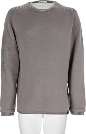 Premiata Grey Relaxed-Fit Textured Sleeve Knit Sweater