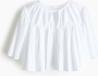 H&M Kurze Baumwollbluse - Weiss