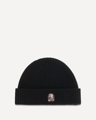 Parajumpers Beanie in ribbed knit with logo Male L-XL