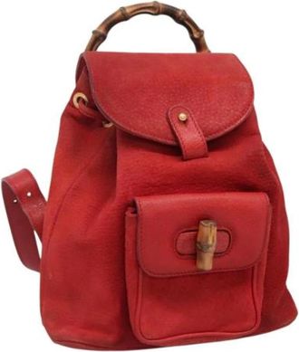 Gucci Pre-owned Suede backpacks - Dames - Vintage Rugzakken - Rood - ONE Size - Leer - Vintage