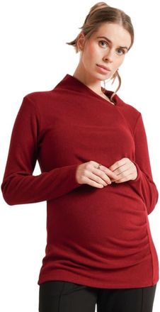 Nom Maternity Claire Asymmetric Neck Maternity Sweater in Dark Red at Nordstrom, Size X-Large